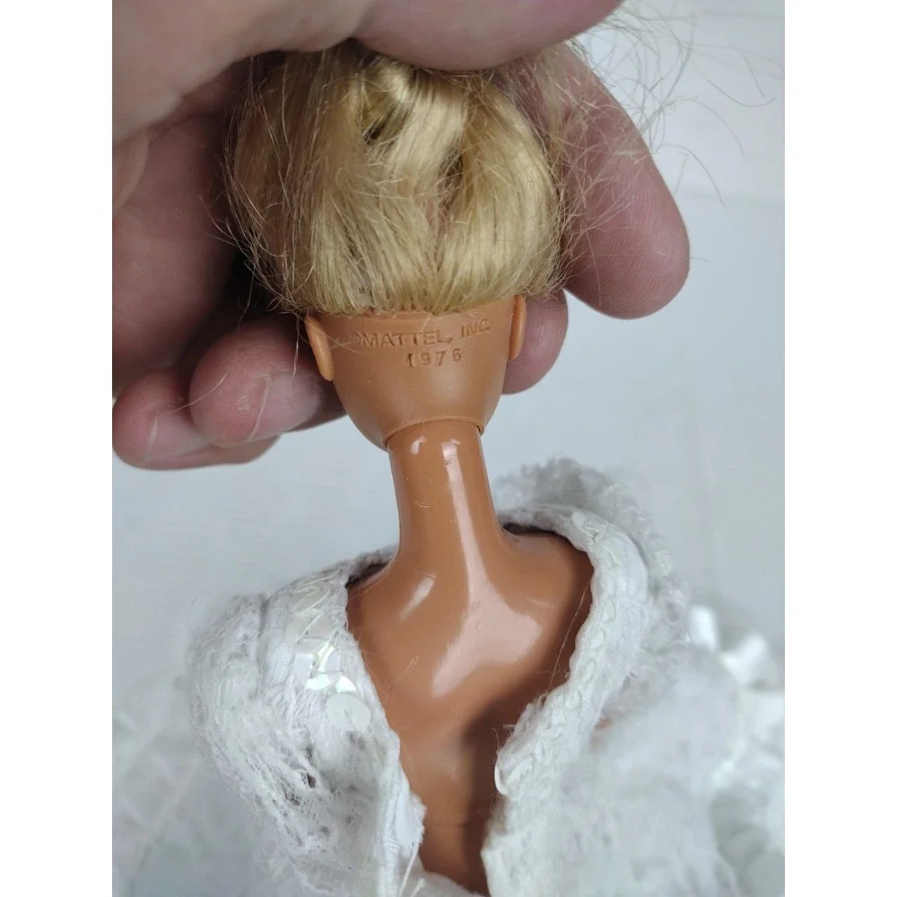 Mattel Barbie Doll 1976 Head 1966 Indonesia Body W/ Ornate White Lace Bride Gown